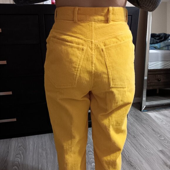 Vintage Sweet Baby Jane Bright Yellow Cords Pants 1980s 80s Corduroy 100% Cotton - Picture 3 of 4